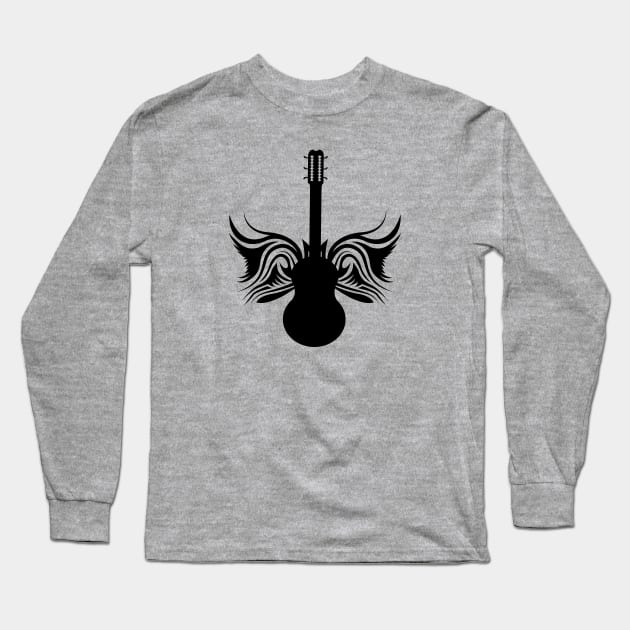 Guitar Tattoo Art Design Long Sleeve T-Shirt by Abeer Ahmad